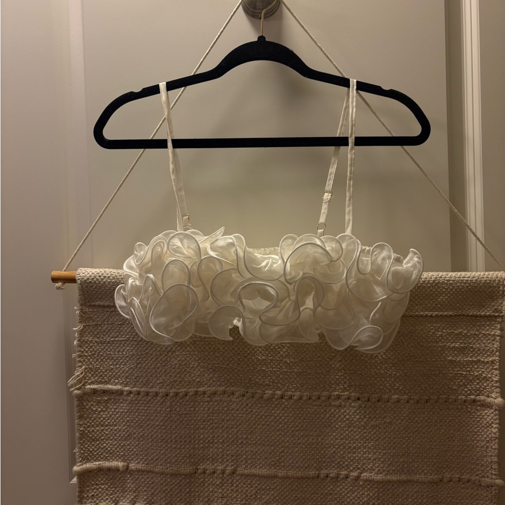 Elegant White Ruffle Bralette